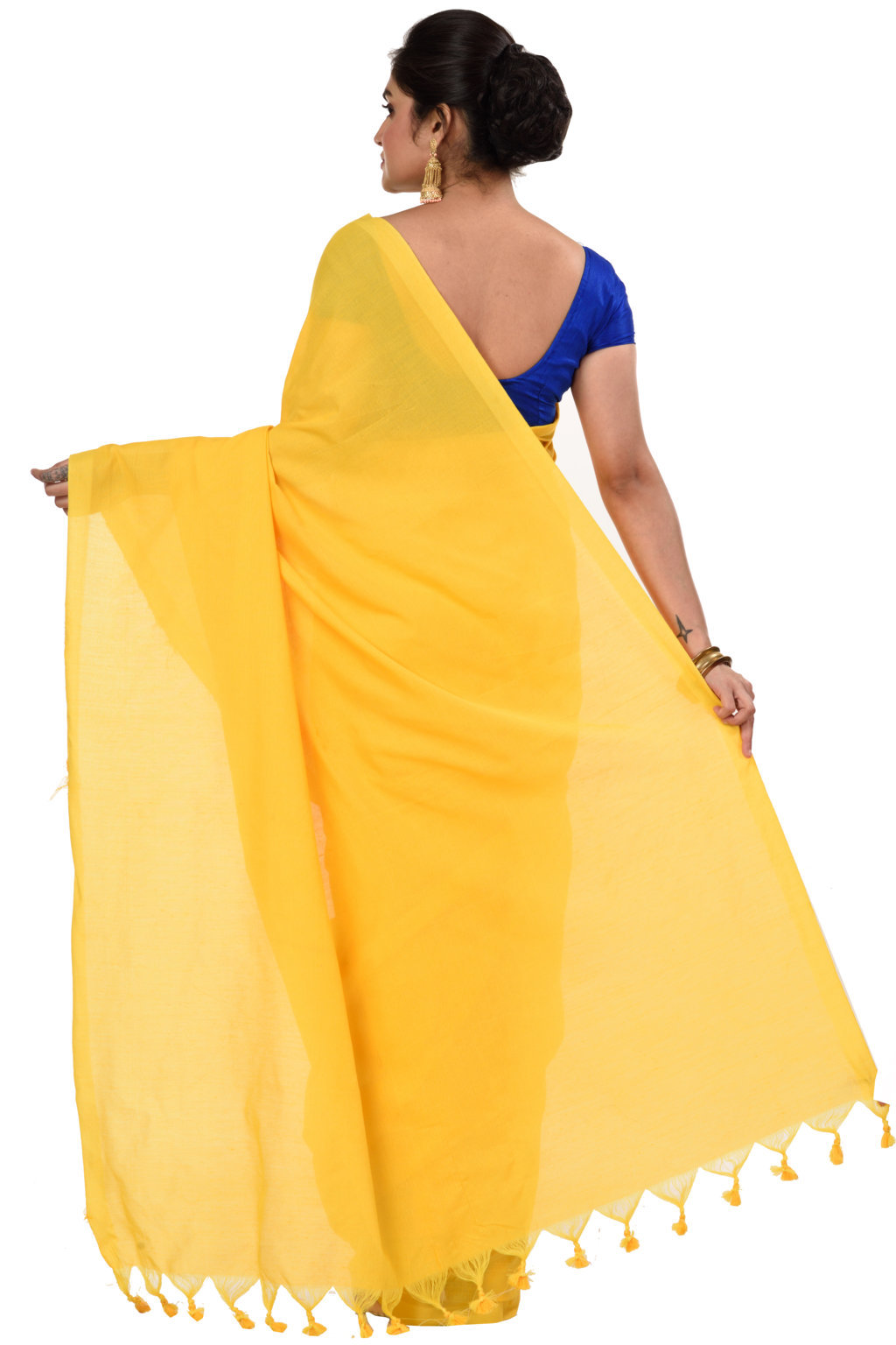 Yellow Pure Cotton ThanKhadi Hand Loom Saree (447)